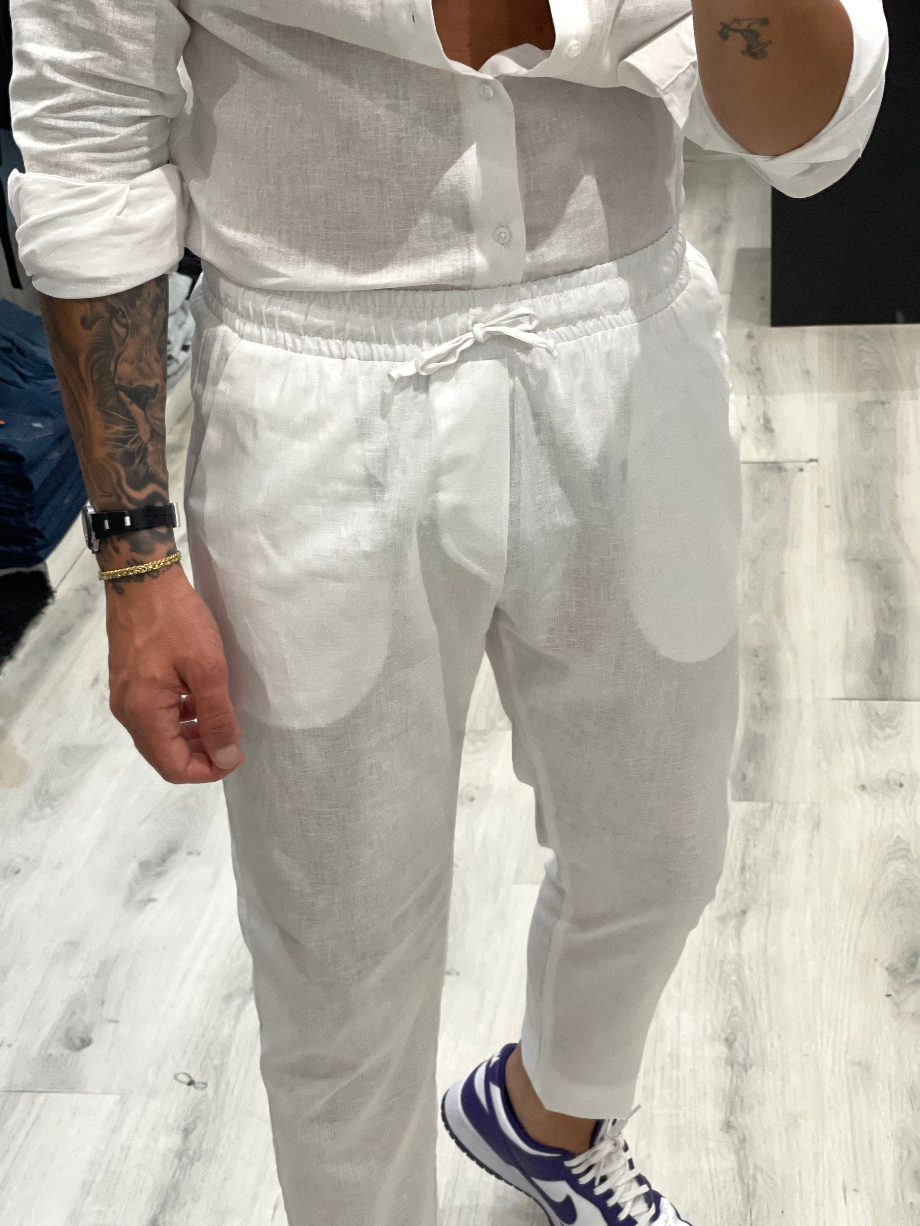 Pantalaccio Sartoriale in 100% Lino - Bianco