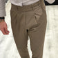 Pantalone sartoriale vita alta BIFORCATO- FANGO