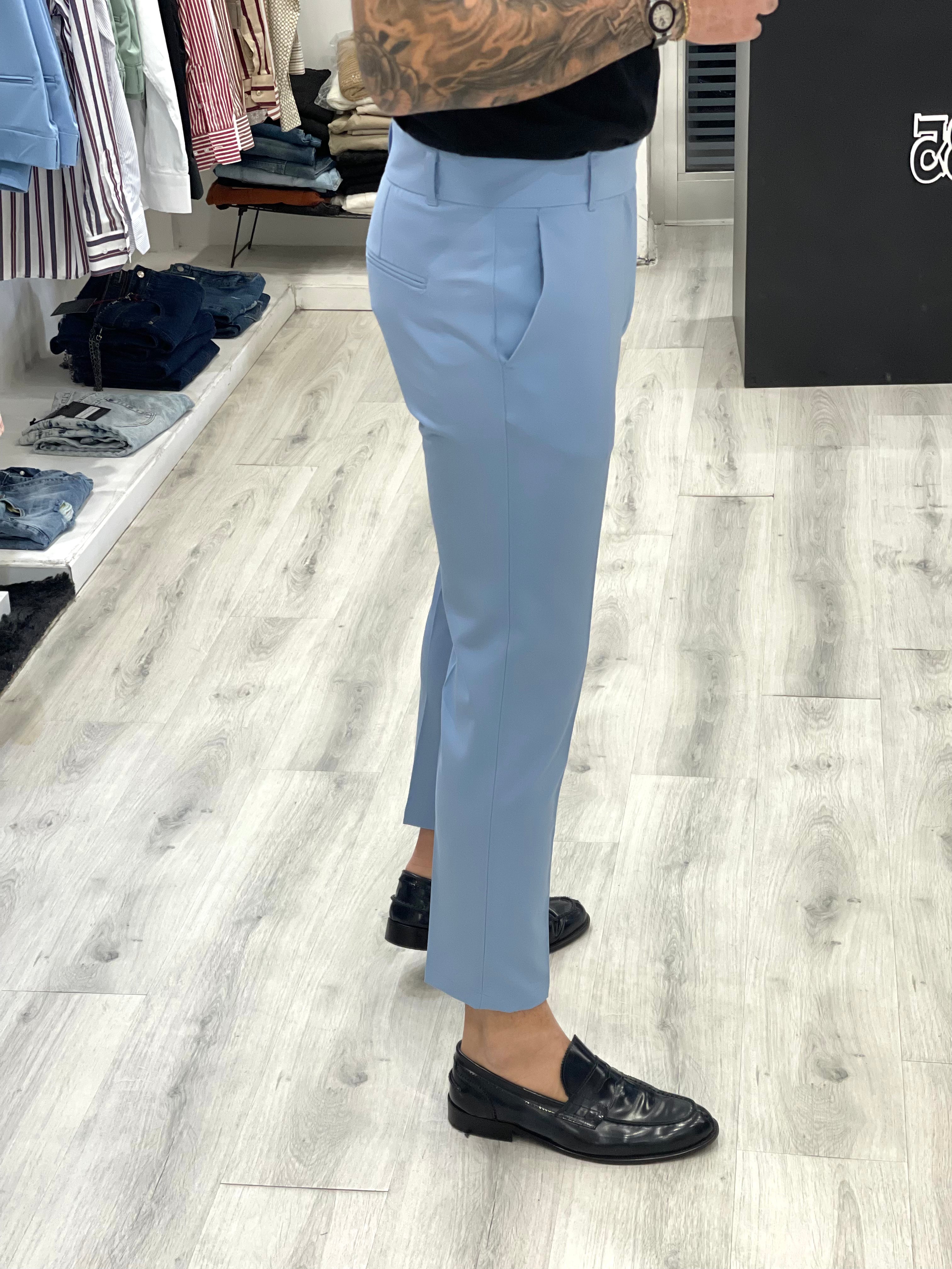 Pantalone sartoriale con fascio e 5 cm - CIELO