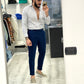 Pantalone sartoriale BLU NOTTE con doppia fibbia e bottone a tono